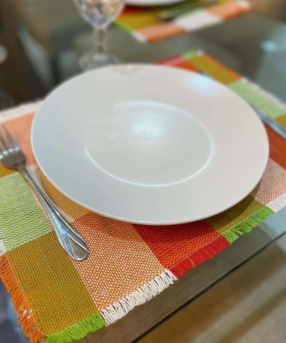 Individuales y Caminero Faja Color Naranjo – Beige